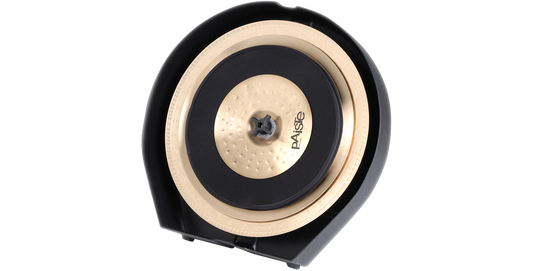 Top view of Roto X Cymbal Vault loaded with Paiste cymbals, demonstrating its capacity and secure fit for multiple cymbals in a compact case.