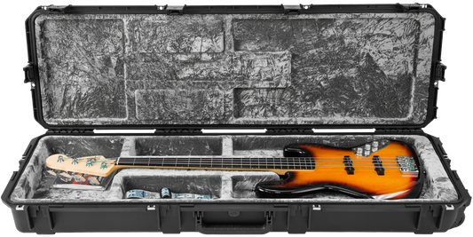 Waterproof Bass Guitar Case - iSeries with bass guitar and accessories, featuring TSA-approved locking and impact-resistant shell.