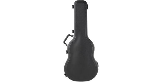 Closed Acoustic Guitar Case - Dreadnought & 12-String in black with molded exterior and ergonomic handle for secure transport and protection.