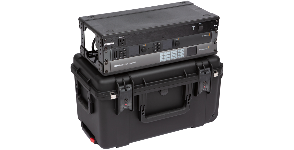 Injection Molded Fly Rack supporting mounted rack gear, showcasing its durable build for secure transport of electronics.