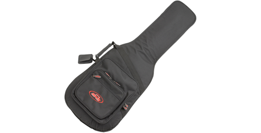 Electric Guitar Gig Bag - Perfect Fit for Solid Bodies featuring dual front accessory pouches, durable zippers, and a sleek black design.