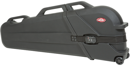 Durable ATA Bass Case featuring TSA-approved lock and ergonomic handles, perfect for traveling musicians needing secure gear transport.