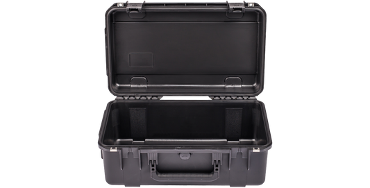 Front view of open iSeries 2011-8 case with spacious interior, designed for rugged travel. Waterproof and impact-resistant construction.