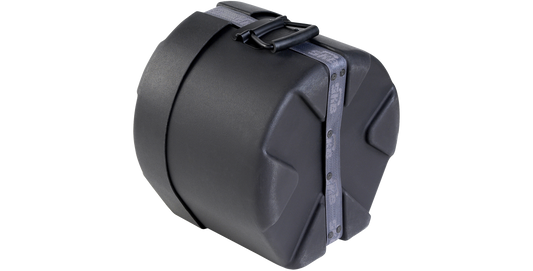Angled side view of 8 x 10 Roto-molded Drum Case showing durable construction and molded feet for stability.