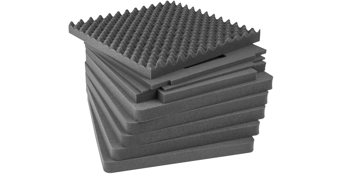 Cubed foam insert stack for 3i-2424-14 cases, ideal for customizing interior protection in single-lid cases. Easy replacement accessory for case inserts.