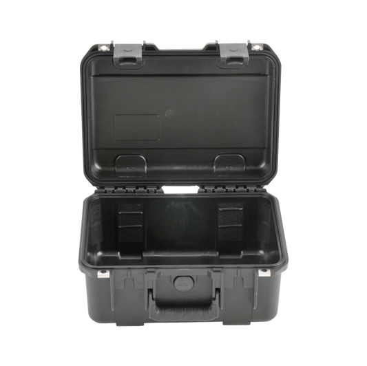 Front view of open iSeries 1309-6 waterproof case highlighting deep interior space and reinforced lid design for impact resistance.