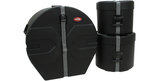 SKB-DRP1 Drum Cases Package 1 includes rugged cylindrical cases for percussion protection, ideal for safe drum storage and transport in accessory kits.