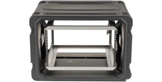 20 Inch Deep Rolling Shock Rack with reinforced frame and shock-absorbing mounts for secure, stackable storage of sensitive equipment.