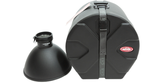 12 x 12 Drum Case - Durable Roto-Molded shown with lighting accessory to highlight spacious interior and protective design.
