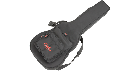 Acoustic Guitar Gig Bag - Durable Design | SKB Fit featuring front zippered compartments and shoulder strap for easy transport.