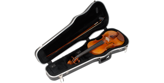 Violin Viola Case - Deluxe Secure Protection featuring plush interior with bow storage and fitted compartment for full-size violin or viola.