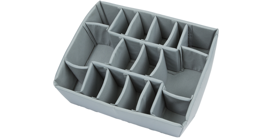 Angled view of iSeries 2922-10 Think Tank Divider Set showing customizable padded sections for secure fit and protection in accessory kits.