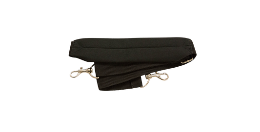 Padded Adjustable Carry Strap for Band & String Cases featuring reinforced stitching and swivel clips for comfort and reliable case handling.