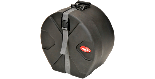 Closed 6.5 x 13 Drum Snare Case featuring durable Roto-X pattern, stackable design, and secure strap for safe drum transport.