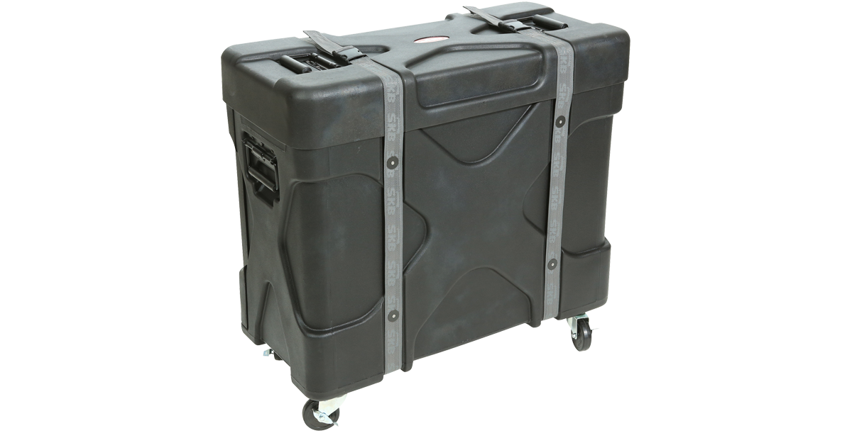Trap X2 Drum Case - Roto Molded with Sure Grip handles and caster wheels for easy transport. Durable polyethylene shell for percussion gear protection.