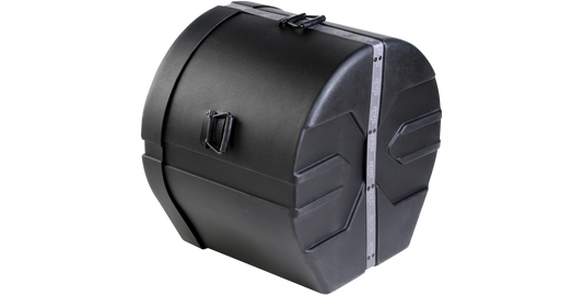 Durable 16 x 22 bass drum case with padded interior, side handles, and roto-molded shell for maximum drum protection.