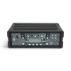 SKB Cases 3U rSeries Shallow Rack housing a Kemper Profiler guitar amplifier with black roto-molded exterior.