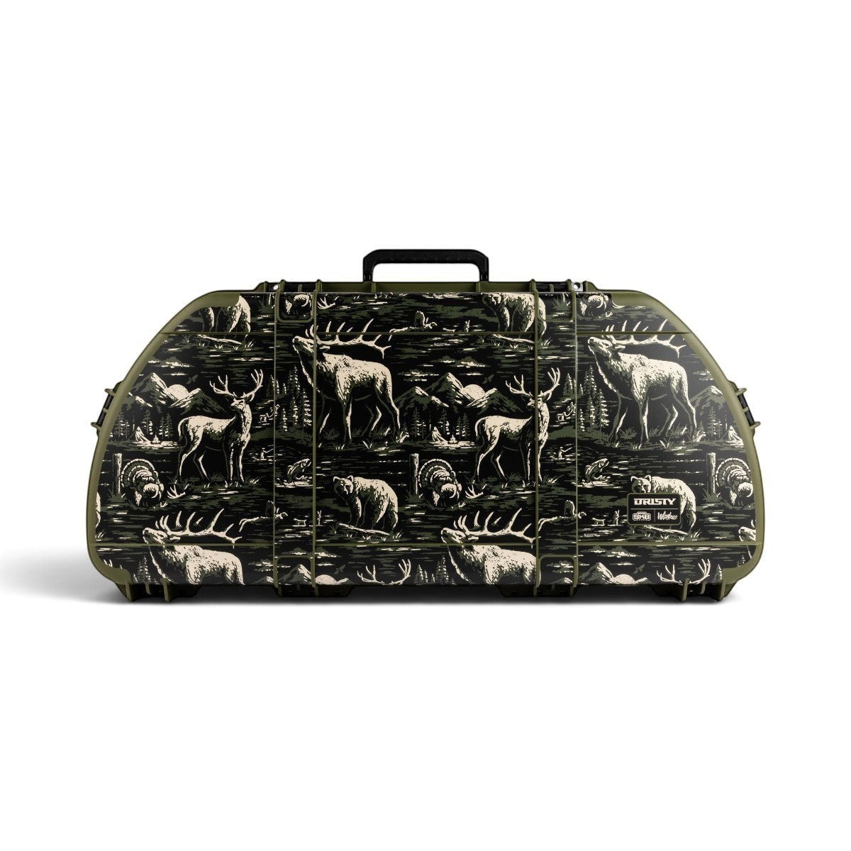 SKB Cases The Pursuit limited-edition bow case featuring Dristy wildlife artwork on a durable olive green shell