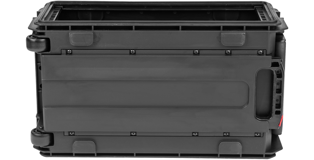 Bottom view of Compact Rack with Wheels showing reinforced base and integrated wheel system for stable transport.