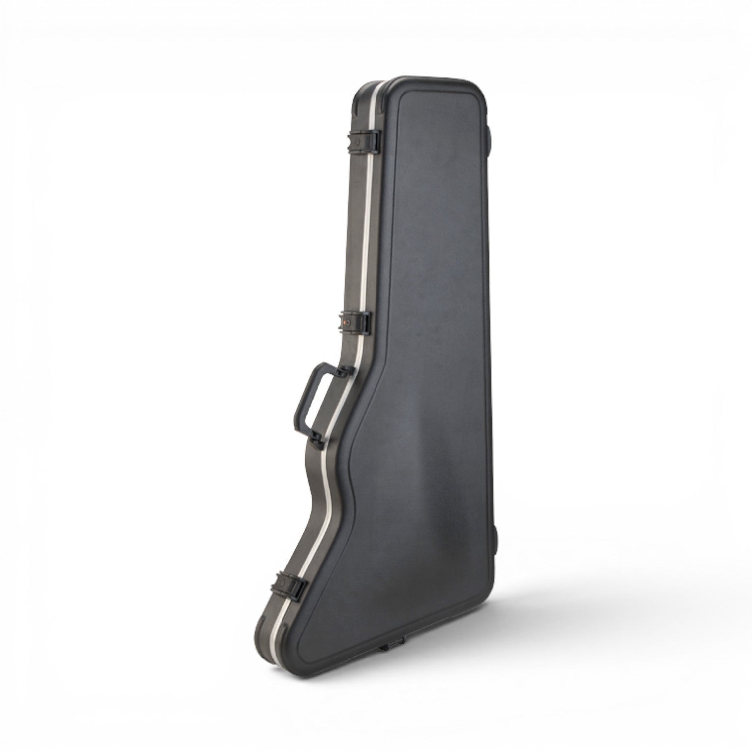 Side view of Firebird Guitar Case showing durable ABS shell, reinforced edges, and secure latches for Explorer® guitar transport.