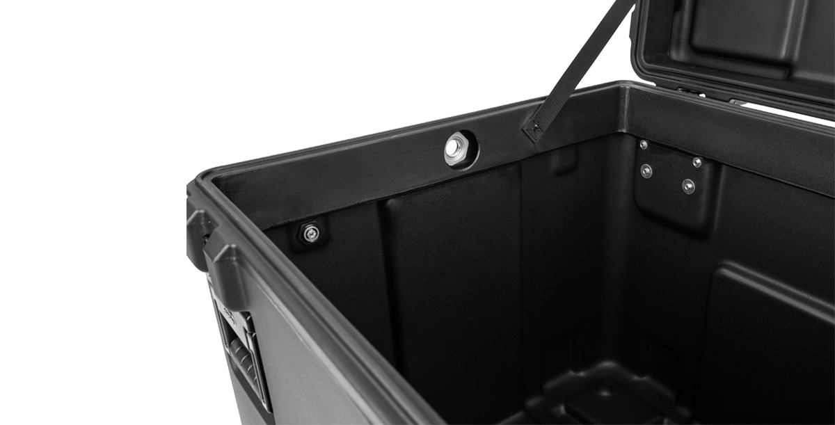 Open case view featuring rSeries TA446 Viewing Port, ideal for monitoring contents in household appliance accessory kits.