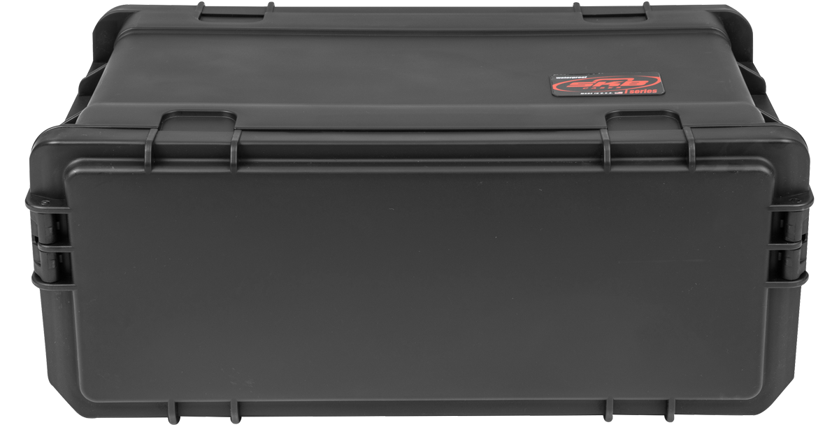 Rear view of Compact Rack with Wheels showing sealed back panel and molded construction for equipment safety.
