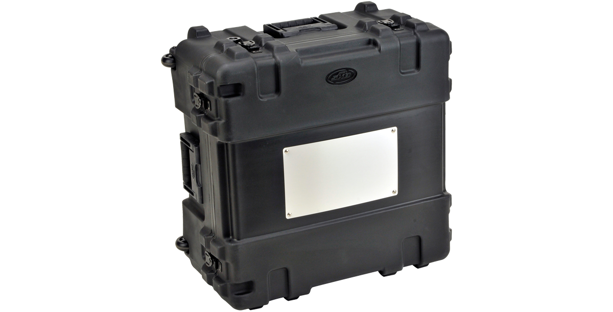 Shipping Label Plate 12x7 - Aluminum securely mounted on a rugged black case, ideal for labeling single lid and shock rack cases.