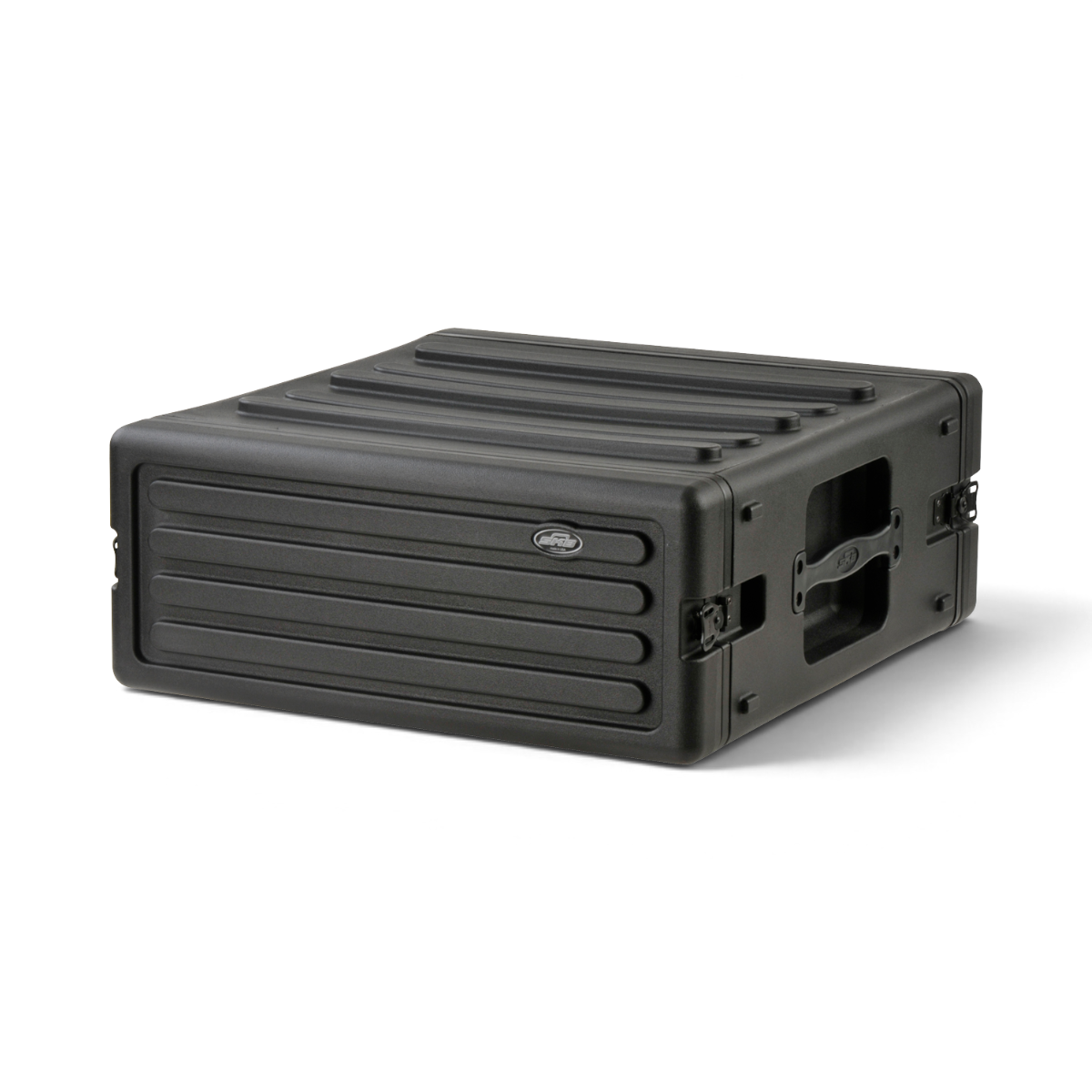 Side angle of 4U rSeries Rack - Durable Rack Mount Case with ergonomic handle and secure latches for household appliance accessory transport.