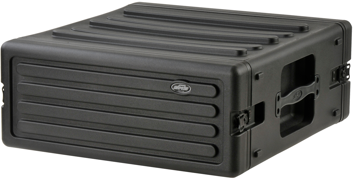 Side angle of 4U rSeries Rack - Durable Rack Mount Case with ergonomic handle and secure latches for household appliance accessory transport.