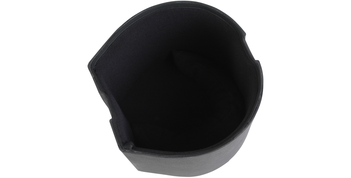 Interior view of empty 8 x 8 Roto-Molded Drum Case highlighting soft padded lining for tom drum protection.