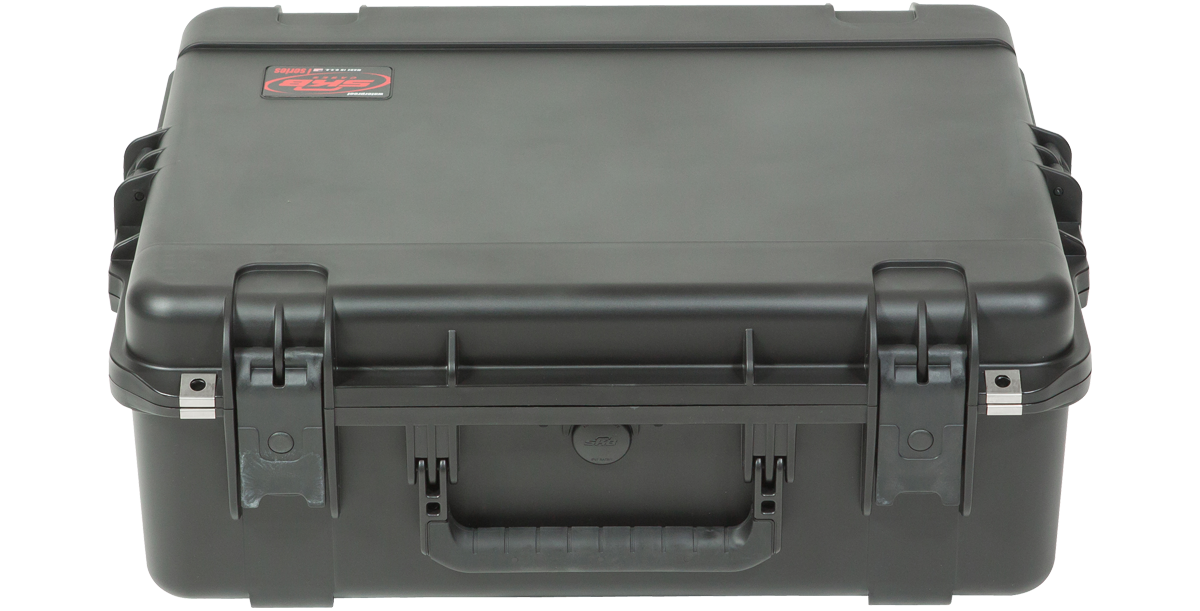 Front closed view of iSeries 2217-8 Waterproof Molded Case - Durable Design, featuring pressure valve and reinforced corners for durability.