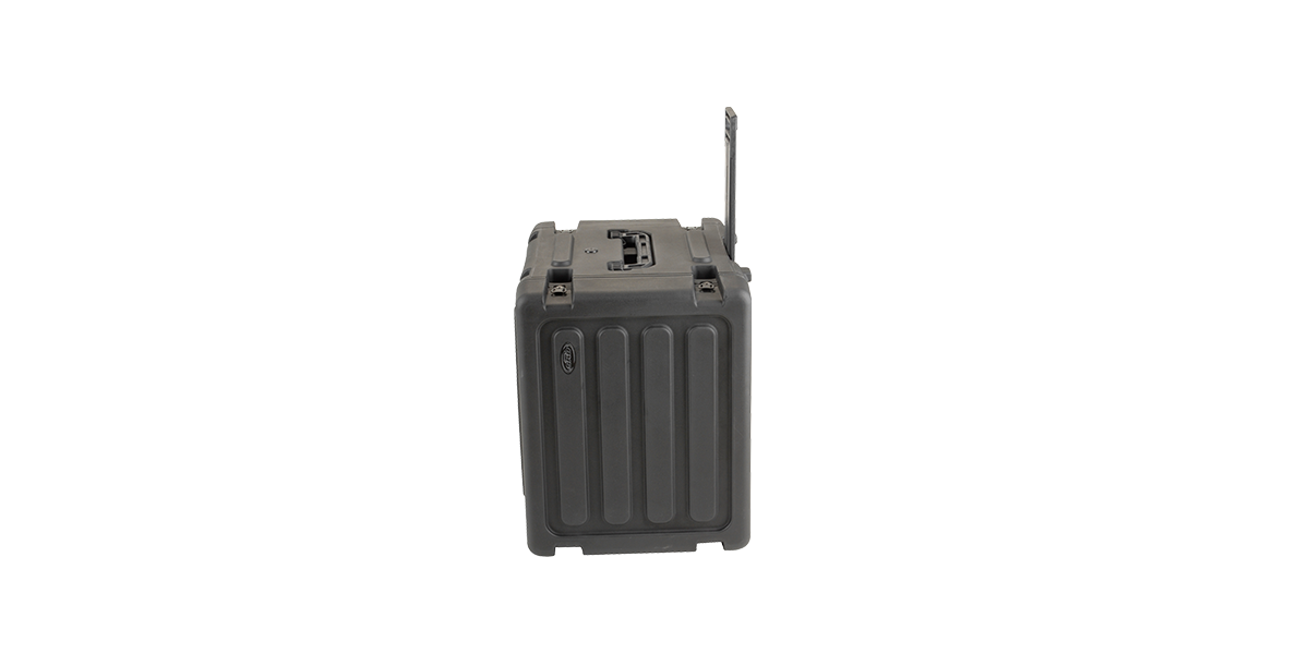 20-inch Shock Rack - Rolling Shock Rack with locking loops and molded exterior, shown upright for compact storage and stacking.