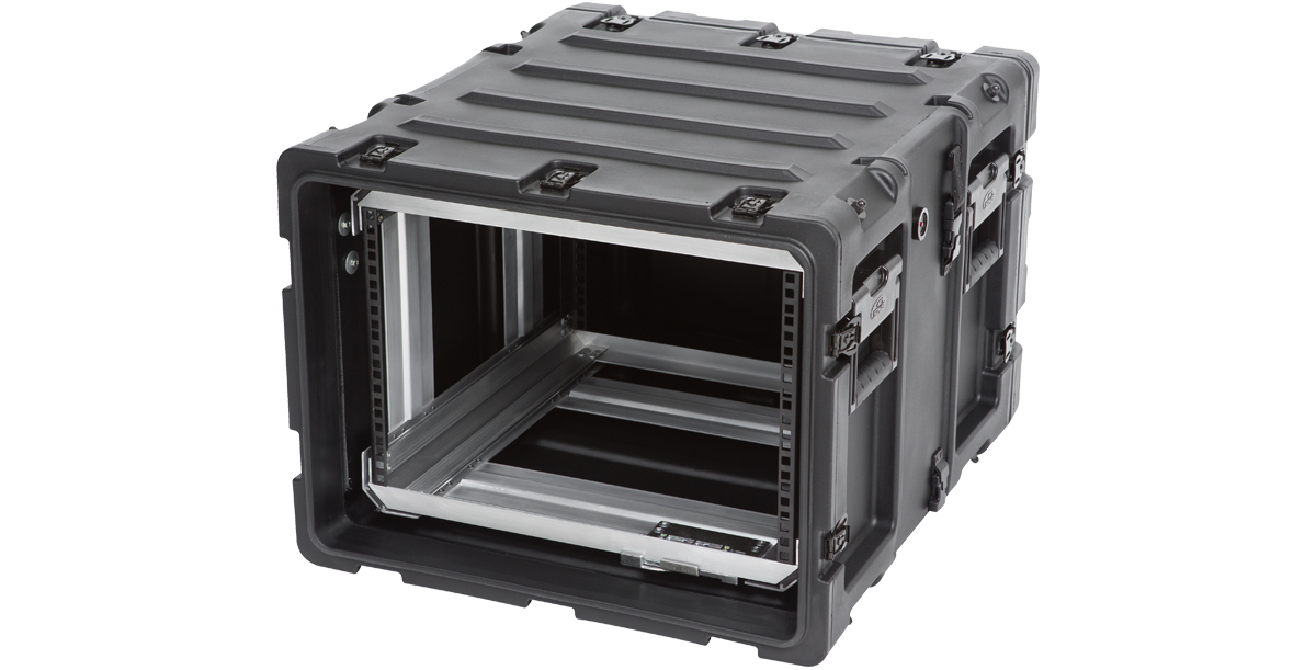 20-inch Shock Rack Case with open front and side handles, built for lightweight, durable electronics transport and storage.