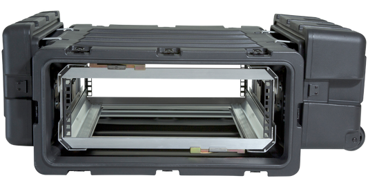 Front view of 24-Inch Shockproof Rack Case showing internal removable shock racks. Watertight and dustproof for secure transport.