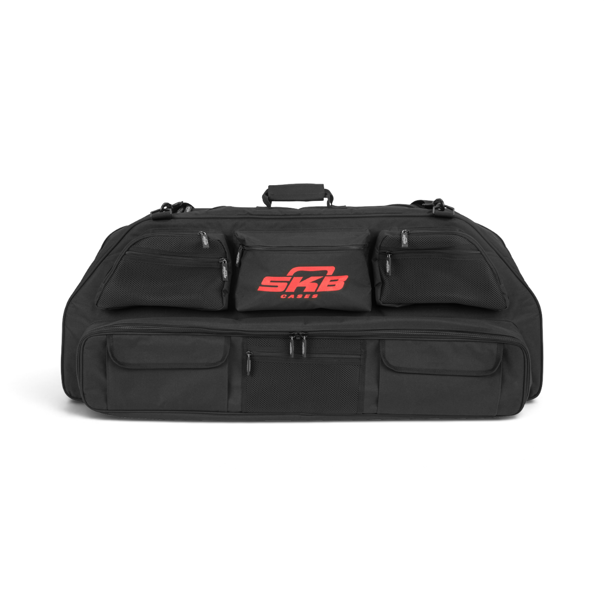 SKB Cases black archery bow bag with multiple exterior accessory pouches and a removable shoulder strap