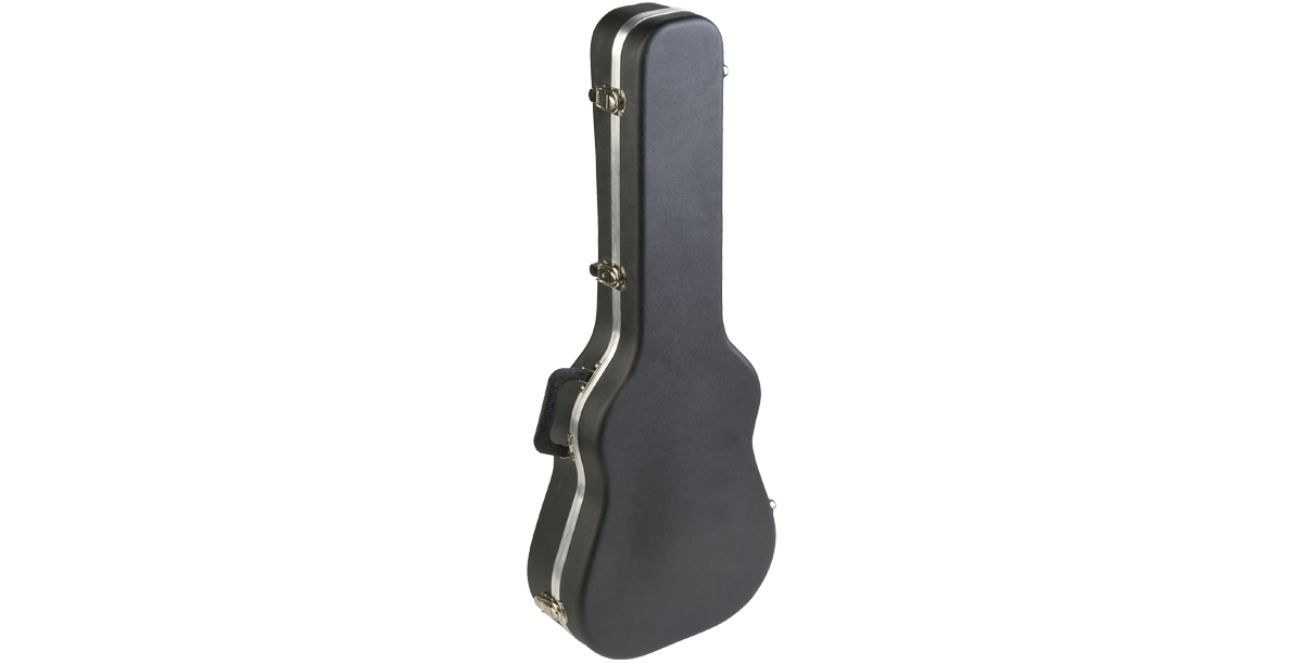 Side angle of Baby Taylor Martin LX Guitar Case - Protect with Style, showing reinforced edges and secure metal latches for added protection.