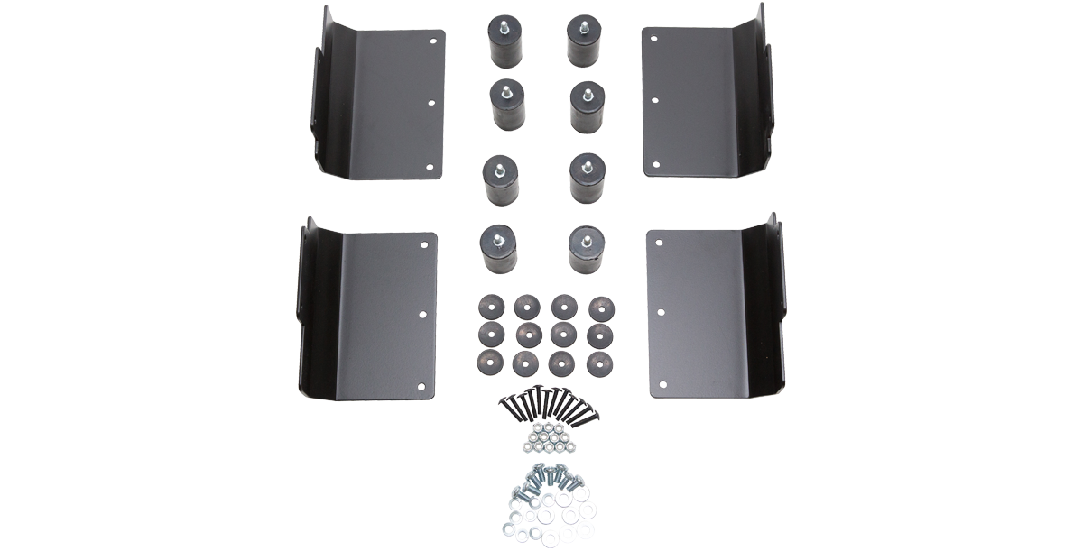 Payload Kit 150-300 lbs for 3SKB Shock Racks with brackets, shock absorbers, washers, and mounting hardware for stability and vibration control.