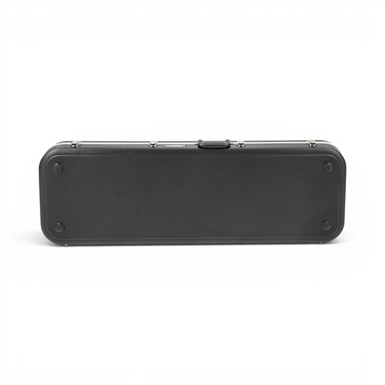 Back view of Electric Bass Guitar Case - Economy model, showcasing flat hard shell design and protective rubber feet for stability.