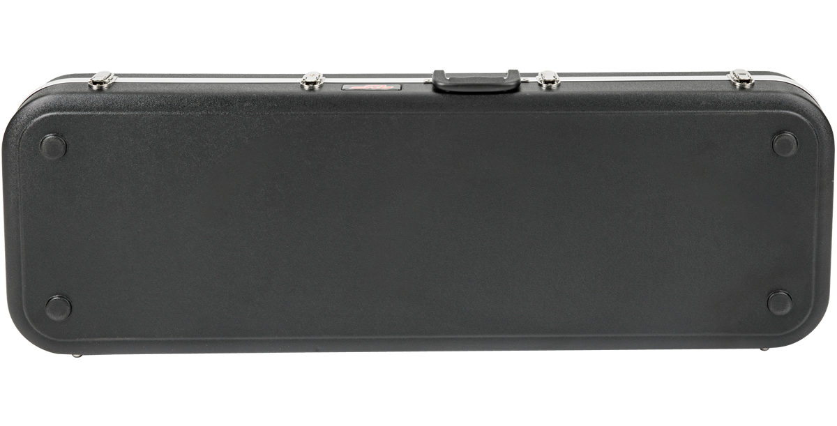 Back view of Electric Bass Guitar Case - Economy model, showcasing flat hard shell design and protective rubber feet for stability.