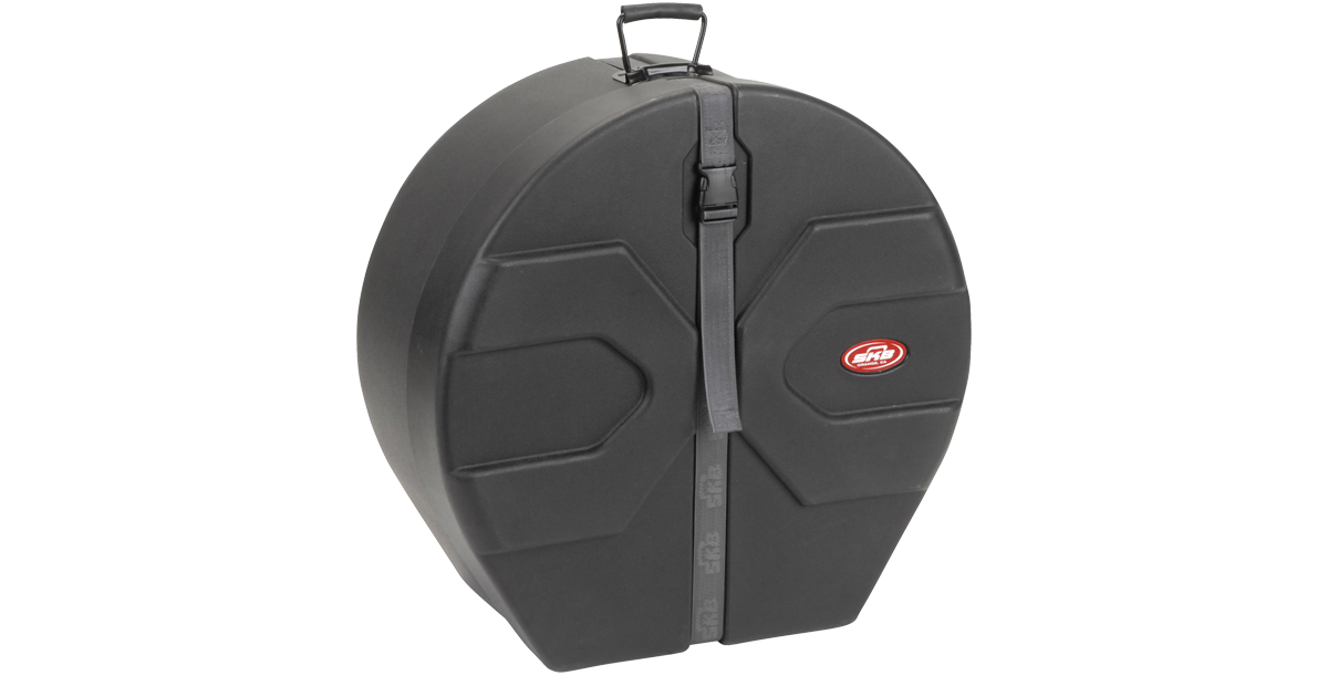 Side angle of Double Second/Double Tenor Drum Case showing durable molded shell and carrying handle. Perfect for transporting steel drums securely.