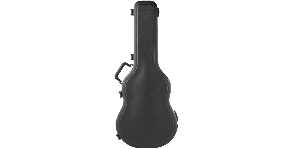 Closed Acoustic Guitar Case - Dreadnought & 12-String in black with molded exterior and ergonomic handle for secure transport and protection.