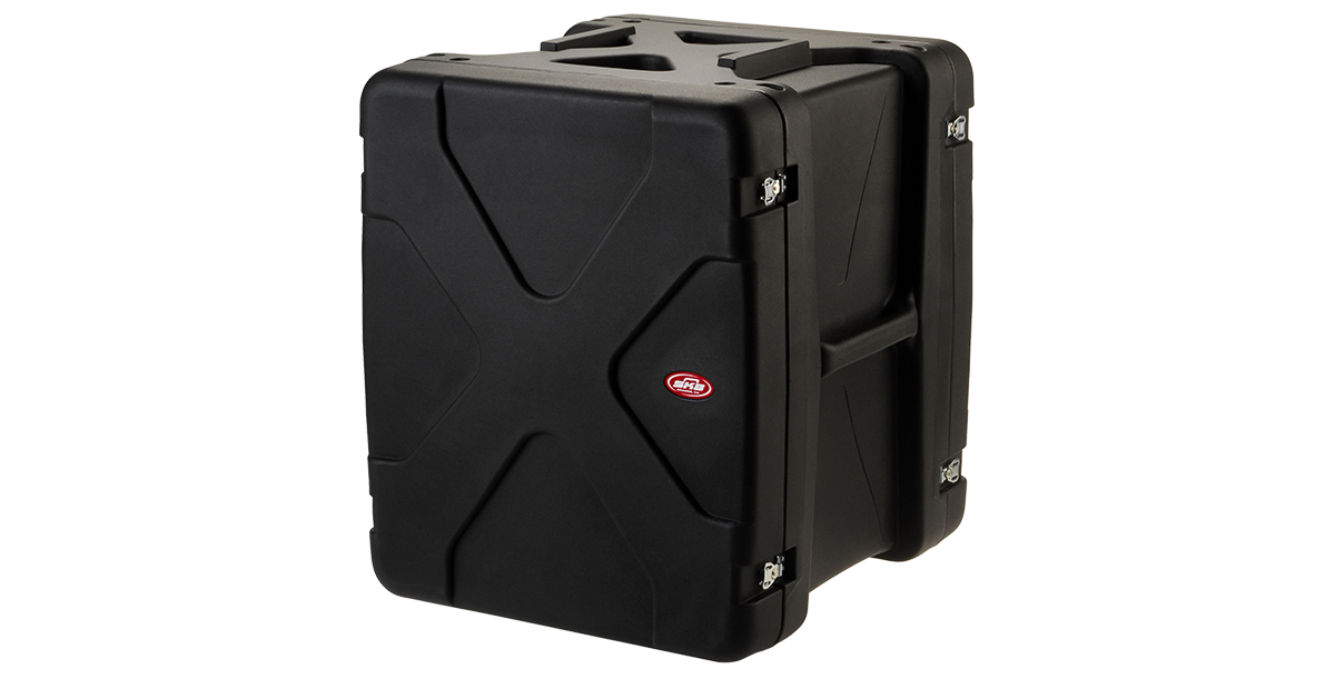 Rear view of 20-Inch Deep Shock Rack Case featuring molded handles and durable shell for professional audio or IT equipment storage.