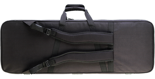 Electric Guitar Soft Case with rugged EPS foam and 600D nylon, shown with padded backpack straps for easy transport and ergonomic carrying.