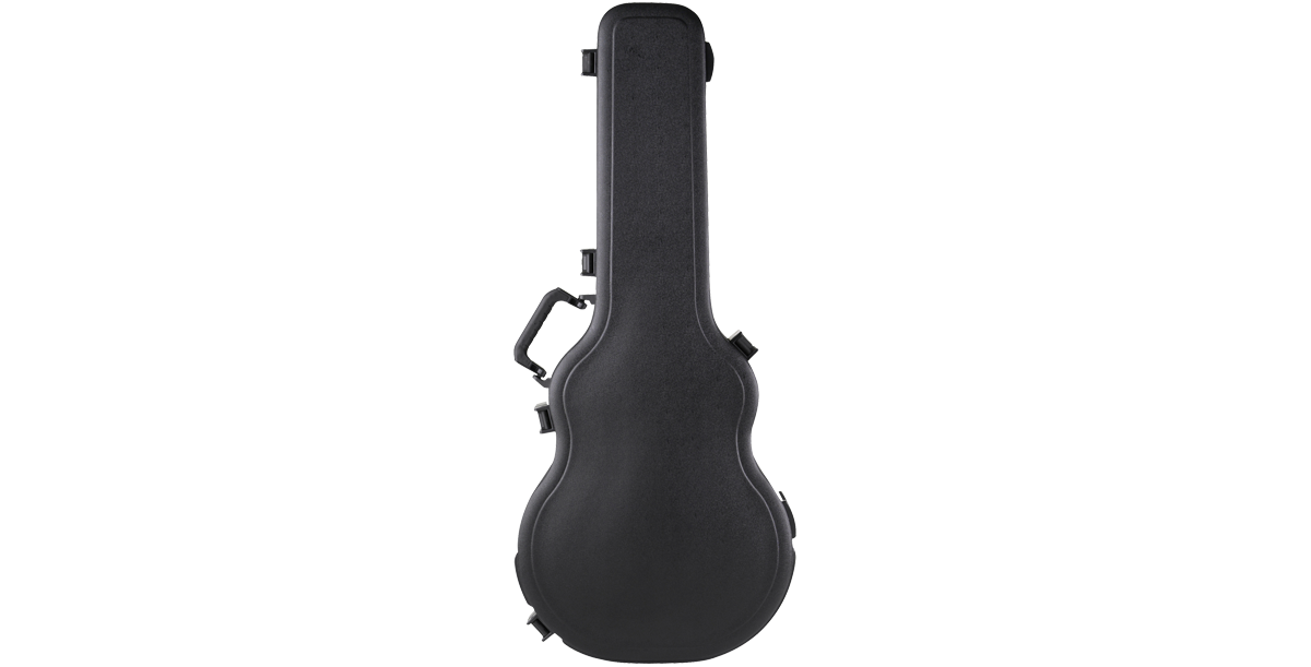Rear view of Thin Body Guitar Case - Semi-Hollow Guitar Case with ergonomic handle and reinforced edges for safe guitar transport and storage.