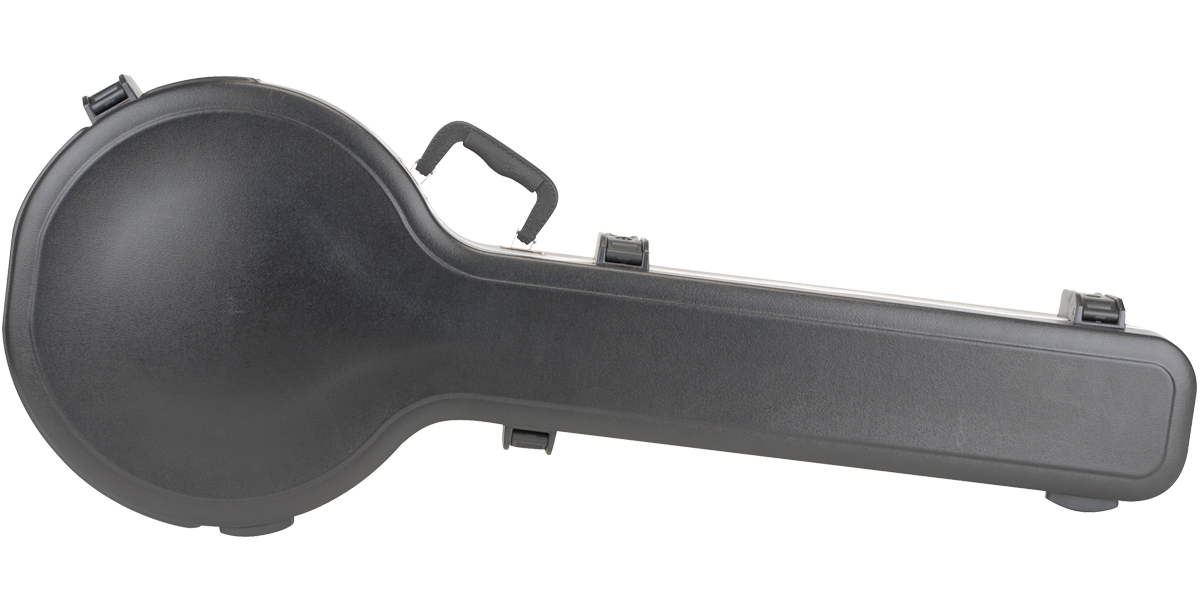 Closed Universal Banjo Case with TSA Locks, showcasing a durable ABS exterior and ergonomic handle for safe and easy transport.