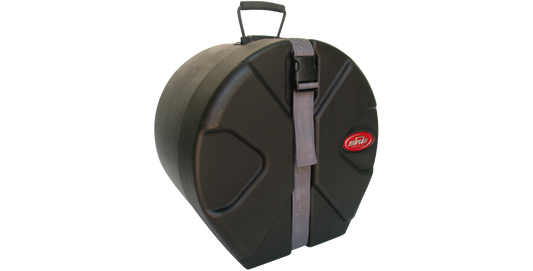Durable 8 x 12 Drum Case with Roto-X pattern, sure grip handle, and secure strap for reliable drum protection and easy stacking.
