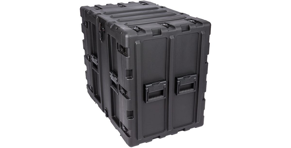 Rear-right angle of 24-Inch Shockproof Rack Case - Electronics Protection, showing reinforced edges and multiple locking points.