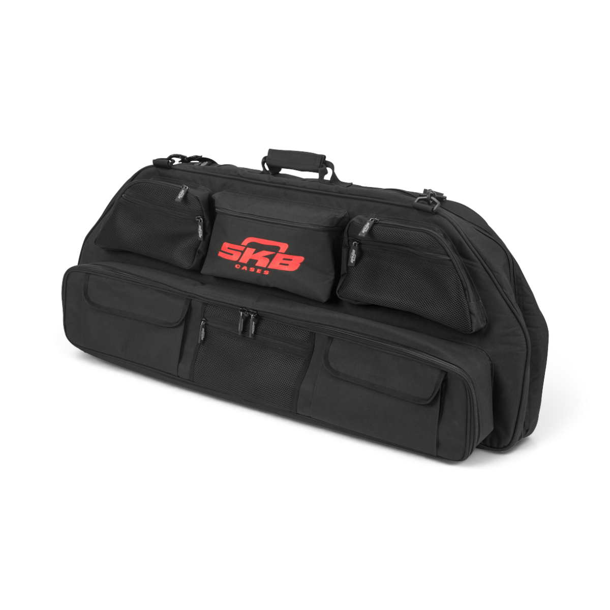 SKB Cases black archery bow bag with multiple exterior accessory pouches and a removable shoulder strap