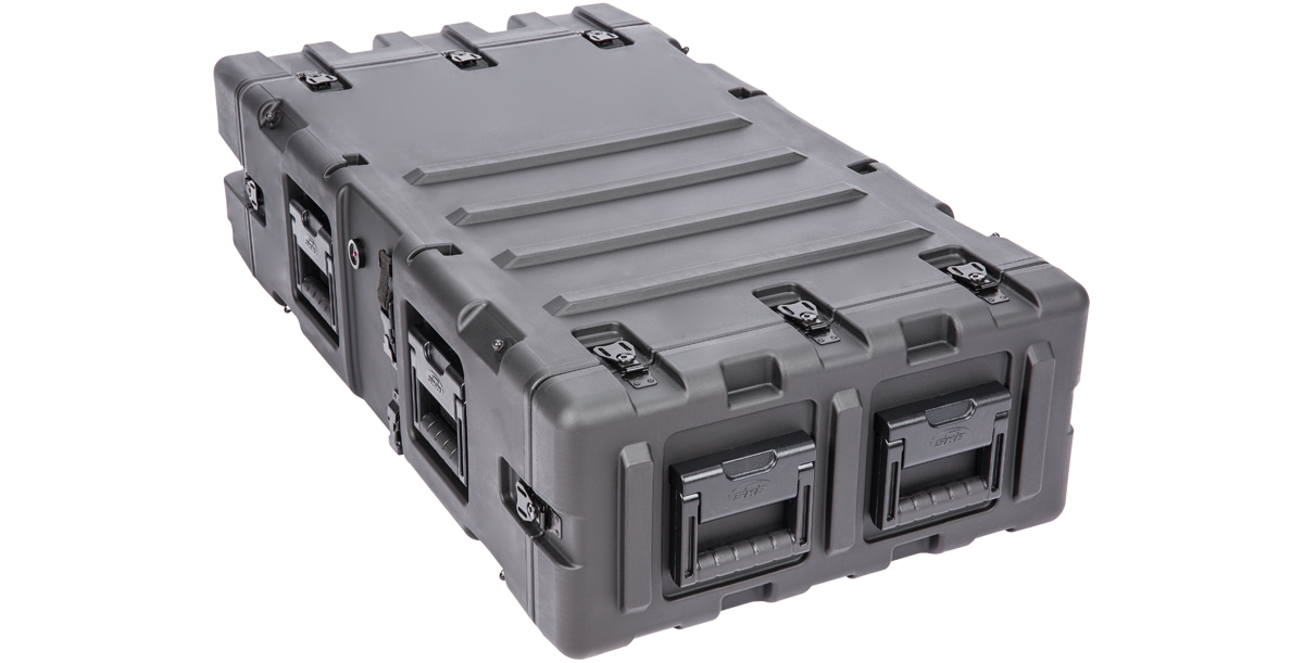 30 Inch Shockproof Rack Case - 3U RS Series rear perspective with molded handles and impact-resistant shell for pro audio gear.