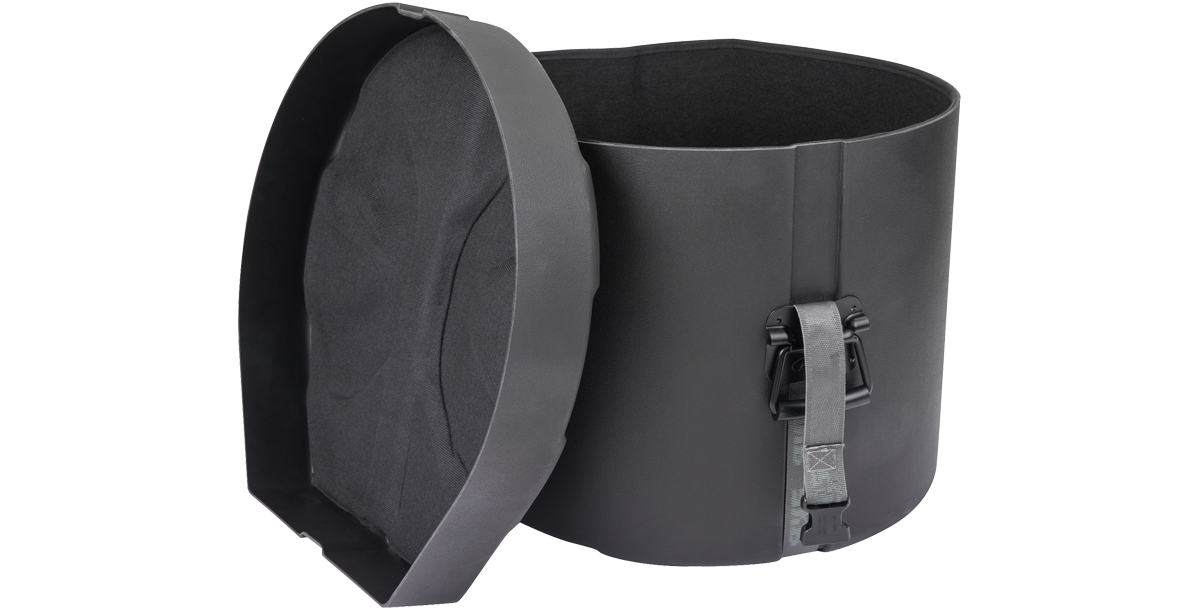 Interior view of SKB Drum Package bass drum case with foam lining for secure fit and enhanced drum protection.